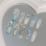 Handmade Nail Art, Silver Bright Face Large Pearl Butterfly... Suitable For Summer Daily Wear Seaside Vacation Pin on 네일아트