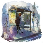 XD I particularly love people at bus stops for some r… - 2020 | 버스 정류장, 배경, 미술 참고 자료