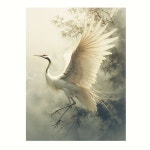 Temu｜화이트 크레인이 하늘을 날다 캔버스 프린트 아트워크 - 액자 없는 12x16인치 벽 장식, 거실, 침실, 사무실... 