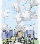 필기용으로만 쓰던 몽블랑펜으로 첨 드로잉 시도. 아이패드애서 색칠.… | 풍경 그림, 그림, 수채화