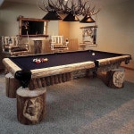I would love to have this pool table!!!! The hangout area looks amazing! | 당구장, 인테리어, 목공예