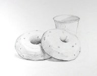 cup - Basic Still life Watercolor process (wet-on-dry) 도너츠와 종이컵 - 기초 정물 수채화그리기 과정 건식기법 
