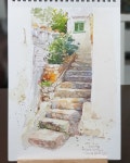 R-7500 8호 #수채화일러스트 #수채화 #손그림 #펜드로잉#스페인 #돌계단 #watercolor #watercolorpainting #pendrawing #