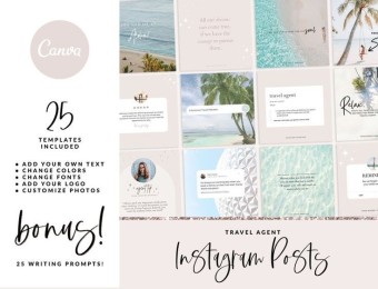 Travel Agent Instagram Post Templates Canva Social Media - Etsy | Instagram post template, Travel blogger instagram, Instagram...