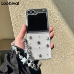 3D 별 투명 반짝이 케이스, 삼성 갤럭시 Z 플립 6 Z플립 5 Z 플립 4 5 6 플립 4 패션 스타 팔찌 커버