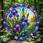 Temu｜번잡한 스테인드 글라스 아이리스 아트: 계절... 완벽함 - 7.8 x 7.8 인치 Vibrant Stained Glass Iris Art: A Seasonal... 