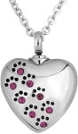 Q&Locket Heart Love Dog Paw Print With Crystal Stainless Steel Urn Necklaces For Ashes | 은 반지