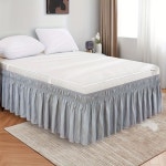 1pc 침대스커트, 두 개의 넓고 두꺼운 신축성 있는 밴드, 유행하고 내구성이 뛰어나며, 침실 및 손님용 방 장식용으로 다양한 크기와... 
