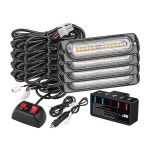 차량 전면 그릴 비상 깜박이 조명 바, 멀티 플래시 모드, 레드, 블루, 옐로우, 화이트, 4 LED 경고 사용