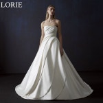 LORIE 우아한 웨딩 드레스 a 라인 Strapless Draped Backless 신부 댄스 파티 드레스 간단한 신부 가운 Vestidos de Novia Customized
