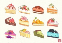 딸비 trên Instagram: “[달콤한 조각케이크] 최근에 음식의인화, 캐릭터... ☺🍰 . 재료: 싸인펜 . . . . #케이크 #디저트 #빵 #디저트일러스트…”