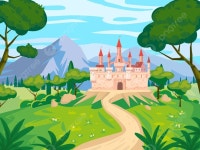 성 중세 왕국 농촌 시골 판타지 풍경, 녹색, 벡터, 재미있는 배경 일러스트 및 사진 무료 다운로드 - Pngtree