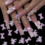 20pcs Y2k Gummy Bear & Bow Nail Art Charms Kawaii Candy Resin Nail... Manicure Decoration - 2024 | 매니큐어, 네일아트, 네일