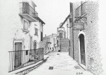 Castel del Monte,Abruzzo,borgo storico. My art,my sketch ✏ | 드로잉, 건축