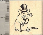 Dapper Rat in Tuxedo Rubber Stamp G9606 Wood Mounted | 쥐