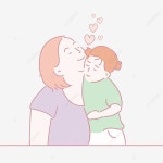 손으로 그린 사랑 키스 어머니 일러스트 그림, 마음이, 포옹, 가정 PNG 일러스트 및 PSD 이미지 무료 다운로드 - Pngtree