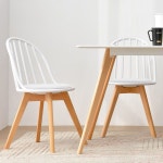 프리메이드 인테리어 카페 의자 1+1 화장대 식탁의자, 파이의자_화이트(2p)