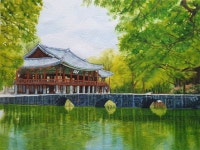 수채화 Watercolor Painting 광한루 풍경 수채화 landscape watercolor 풍경그림 (남원 광한루 , 오작교)