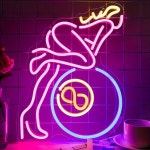 맨 케이브, 바, 펍, 레스토랑용 멀티컬러 LED 네온 사인 - USB 전원, 벽 부착, 스위치 제어, 배터리 불필요, 다용도 홈 조명 및 천장 팬... 