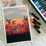 미야 오일파스텔로 그리는 두번째 그림🧡 #미야 #미야오일파스텔 #오일파스텔 #오일파스텔드로잉 #손그림 #풍경화 #풍경 #노을... 