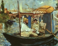 마네, 모네의 선상 작업실 Monet in his Studio Boat, Edouard Manet, 1874 Neue Pinakotheck, Munich