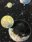 크레파스로 배경을 한 뒤 아크릴로 행성을 그리고 수채화로 행성의 표면을 표현했다 #크레파스 #아크릴 #수채화 #우주 #행성 #감성... 