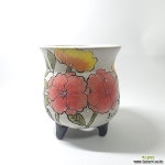 새화분10)중형 흙사랑분 흰색 무광 꽃그림 큐빅 깊은 도예 공방 수제 화분 - 다육화분(Succulent Pot)