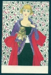 G2180 Mela Koehler postcard, Woman with dog, Wallpaper | 동물