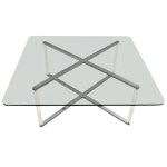 X Base Chrome and Lucite Glass Top Coffee Table | 테이블, 인테리어