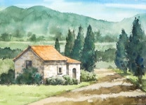 NAMIL ART: Basic Landscape Watercolor - daily life (sketch & color mixing, Arches) NAMIL ART 기초 풍경 수채화 - 일상 풍경 (스케치 & 칼라... 