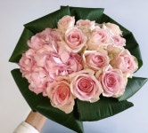 Beautiful rose bouquet handtied floral arrangement 장미 엽란 꽃다발 핸드타이드
