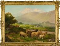 Grazing Sheep by W.H. Mander | Landscape paintings, Oil painting landscape, Painting