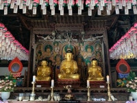 강화 전등사 목조석가여래삼불좌상 / 보물 제1785호 목조석가여래삼불좌상은 시야에 확 들어오는 세 분 부처님이시다. 하지만 뒤의 전등사... 