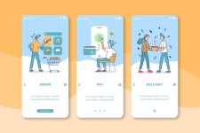 온라인 모바일 인터페이스 디자인을 구매하는 사람들 | 무료 벡터 | Interface design, Mobile interface, Graphic design layouts