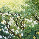 (b.1978, Korea) 고요한 숲(Tranquil Woods), 65×100cm. Working on acrylic base. And oil painting. 제주 비자림의 오후 풍경... 