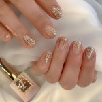 별보다 더 반짝이는,, 세련된 골드,실버글리터✨ 진짜 이건 실물로 꼭 봐주세요… | Gold acrylic nails, Gold glitter nails... 