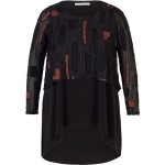 Chesca Dotty Burnout & Jersey Layered Top - Black/Orange