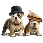 Bulldogs painting ❤ liked on Polyvore featuring animals and dogs | 동물, 팝아트