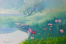 #나룻배 풍경/oil painting /#화가artist/# Shin Jaeheung gallery/신재흥 미술작품판매(밴드)/유화(서양화) .폰: 010 9595 4853