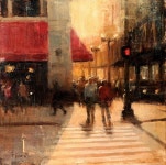 Terry Miura, Downtown Crosswalk | 오일 파스텔 드로잉, 파스텔