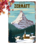 Temu｜방 장식 1pc Zermatt 금속 티넥 사인, 빈티지 스위스 산악 풍경 벽 미술, 홈, 사무실, 바, 카페, 호텔 장식용... 