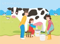 유토이미지 | 주말농장_젖소농장 벡터 일러스트