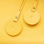 Yellow Circle Leather Luggage Tag Personalised Leather - Etsy Canada | 가죽 열쇠 고리, 가죽 공예 도안, 카드 지갑