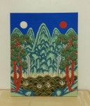 비단그림 일월오봉도 삽병