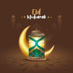 Premium Vector | A poster for eid mubarak with a gold star and a gold moon. Premium Vector | A poster for eid mubarak with a gold... 