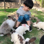 말레이시아 토끼마을에서 재밌게 노는 현민이❤️🐇 토끼볼때마다 ‘앗 귀여워!!’라고 했어요 ㅋㅋㅋ . . Time kat... 