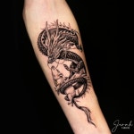 Dragon and Pig Blackwork Tattoo 용과 돼지 블랙워크 타투