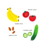 땡스아트 thanks art 과일그림 illust 오일파스텔 oilpastel 그림 art 바나나 방울토마토 아몬드 오이