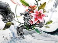 수도꼭지,꽃,물,건대기디