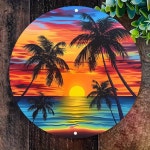 9x7.9인치 Temu｜팜트리 라운드 알루미늄 사인 - 홈, 바, 카페 및 화장실 장식에 완벽, 7.9x7.9인치 - 2024 | 바, 카페, 화장실